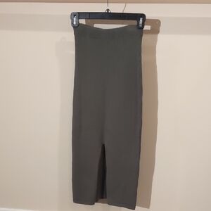 Free People Olive Ribbed Midi Skirt